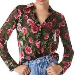 Alice & Olivia Eloise Cherry Floral Shirt